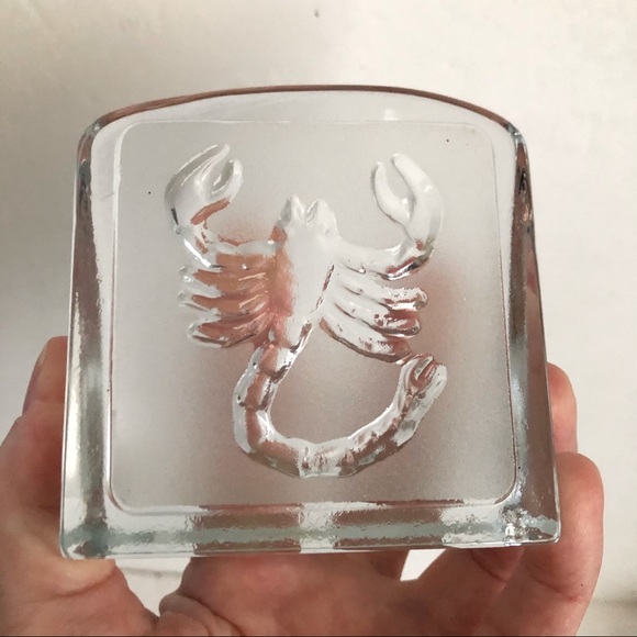Embossed Scorpion Glass Paperweight Scorpio - Picture 2 of 8